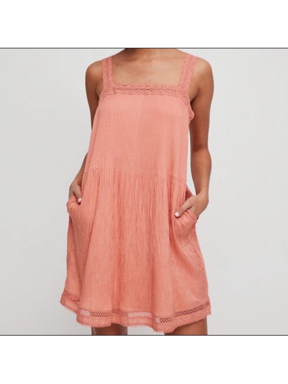 NEW Wilfred La Boheme Leone Lace Dress Mini Modal Boho Cottagecore Tawny Orange